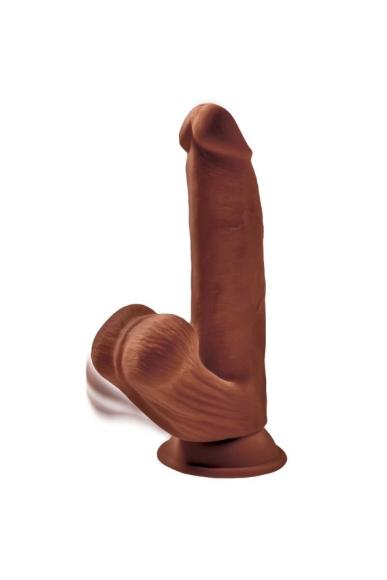 KING COCK - PLUS 3D DILDO SWINGING BALLS 24.5 CM MARRON
