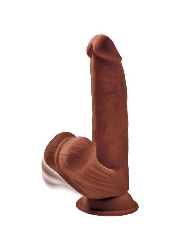 KING COCK - PLUS 3D DILDO SWINGING BALLS 24.5 CM MARRON
