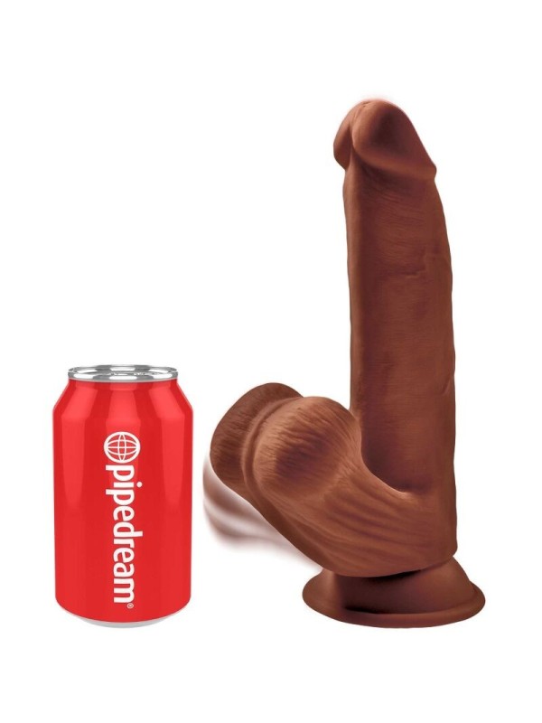 KING COCK - PLUS 3D DILDO SWINGING BALLS 24.5 CM MARRON