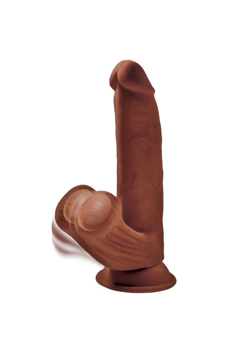 KING COCK - PLUS 3D DILDO SWINGING BALLS 24.5 CM MARRON