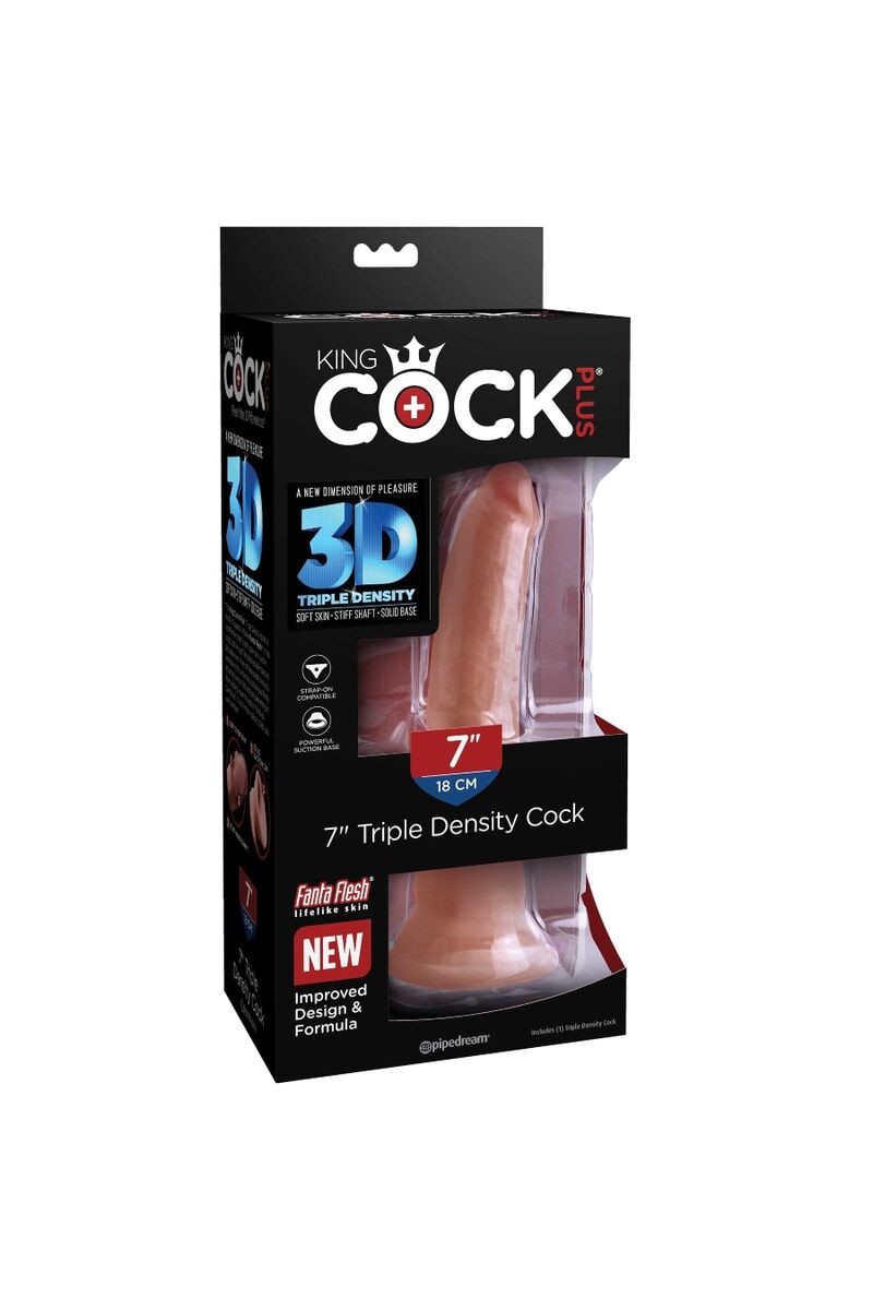 KING COCK - PLUS DILDO 3D TRIPLE DENSIDAD 18 CM