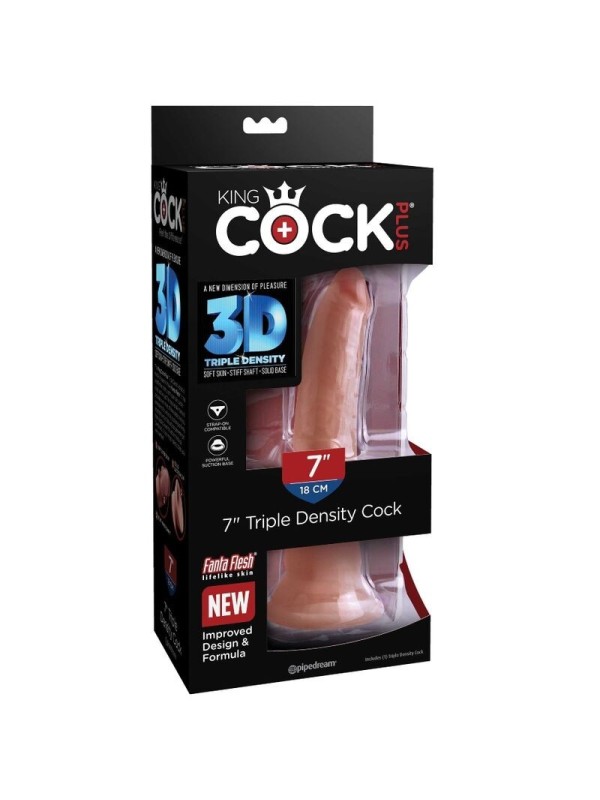 KING COCK - PLUS DILDO 3D TRIPLE DENSIDAD 18 CM