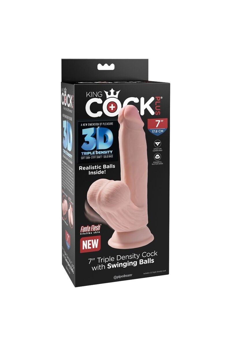 KING COCK - PLUS 3D DILDO SWINGING BALLS 15.2 CM NATURAL