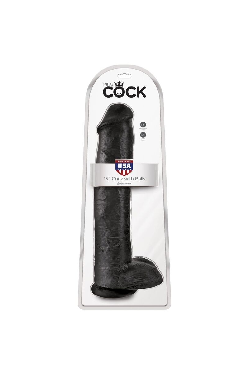 KING COCK - PENE REALISTICO CON TESTICULOS 34.2 CM NEGRO