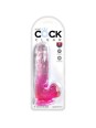 KING COCK - CLEAR PENE REALISTICO CON TESTICULOS 13.5 CM ROSA