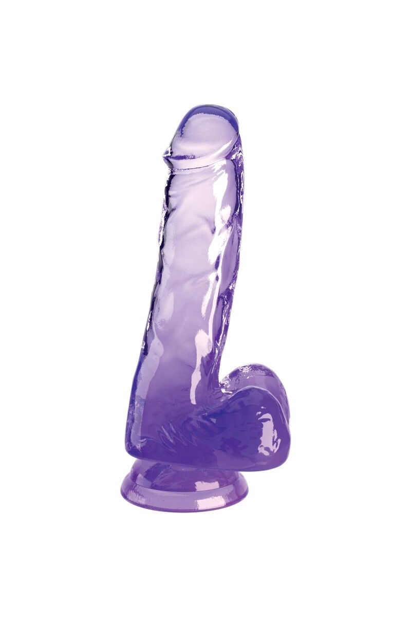 KING COCK - CLEAR PENE REALISTICO CON TESTICULOS 13.5 CM MORADO