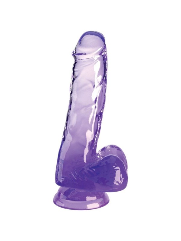 KING COCK - CLEAR PENE REALISTICO CON TESTICULOS 13.5 CM MORADO
