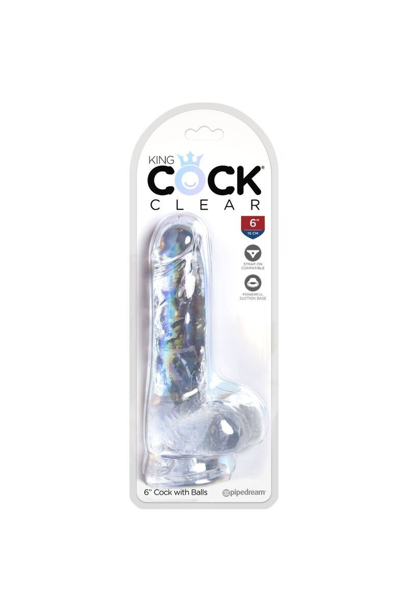 KING COCK - CLEAR PENE REALISTICO CON TESTICULOS 13.5 CM TRANSPARENTE