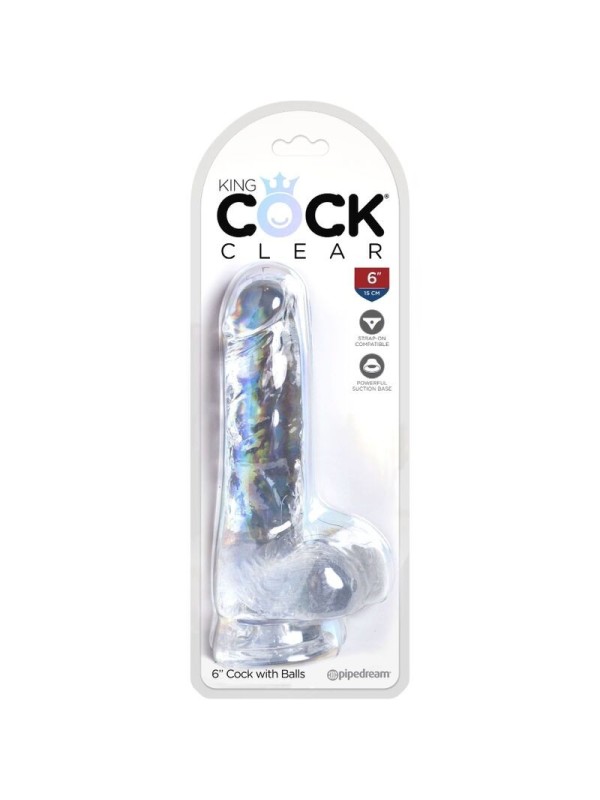 KING COCK - CLEAR PENE REALISTICO CON TESTICULOS 13.5 CM TRANSPARENTE