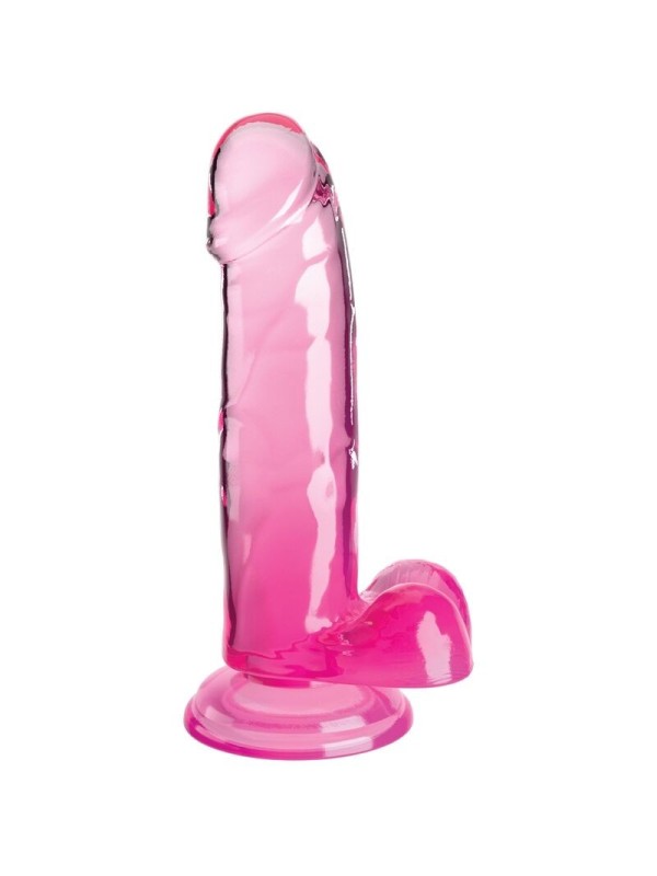 KING COCK - CLEAR PENE REALISTICO CON TESTICULOS 15.2 CM ROSA
