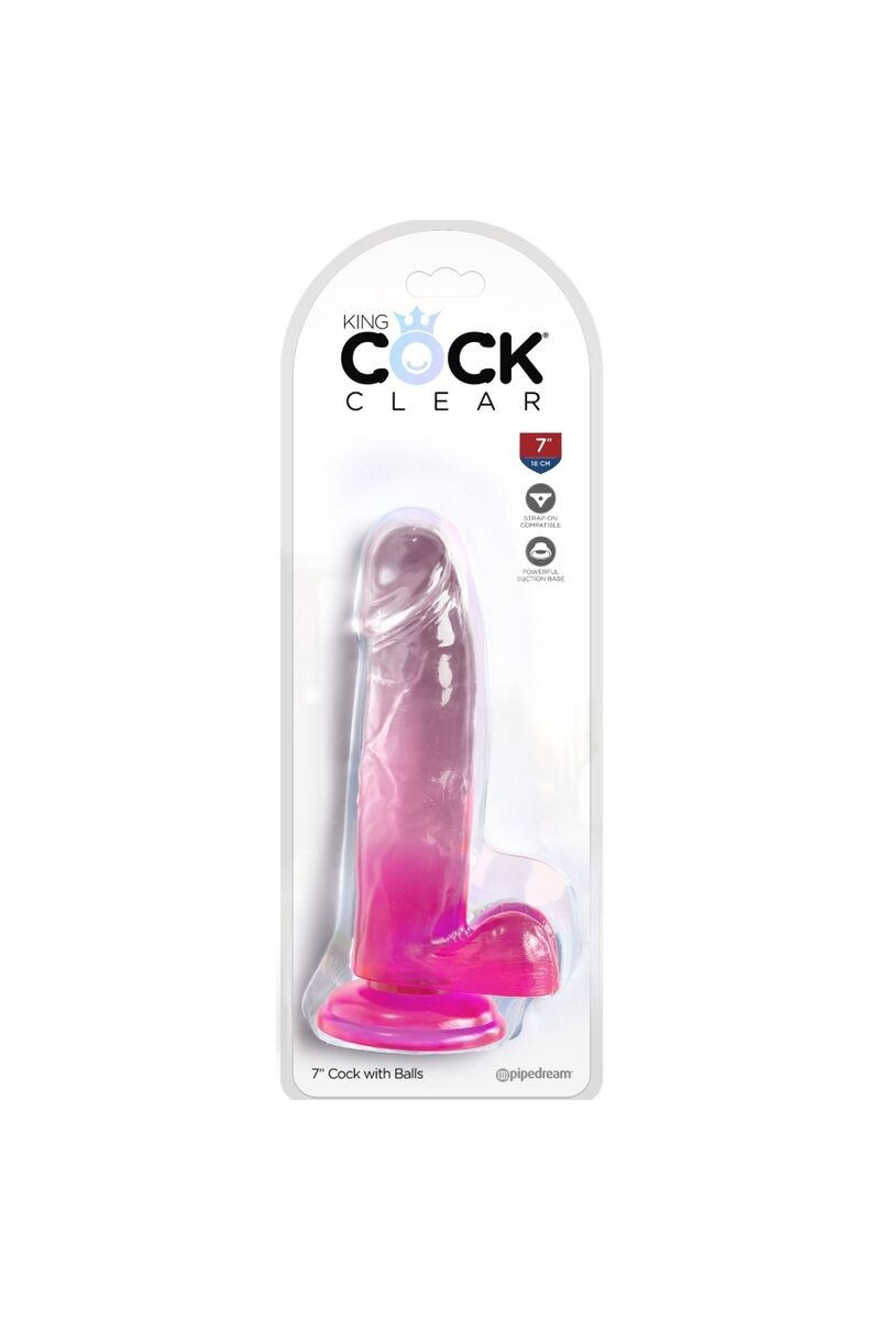 KING COCK - CLEAR PENE REALISTICO CON TESTICULOS 15.2 CM ROSA