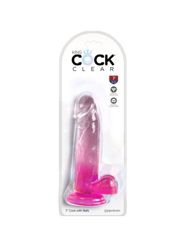 KING COCK - CLEAR PENE REALISTICO CON TESTICULOS 15.2 CM ROSA