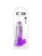 KING COCK - CLEAR PENE REALISTICO CON TESTICULOS 15.2 CM MORADO