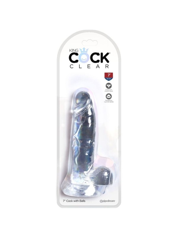 KING COCK - CLEAR PENE REALISTICO CON TESTICULOS 15.2 CM TRANSPARENTE