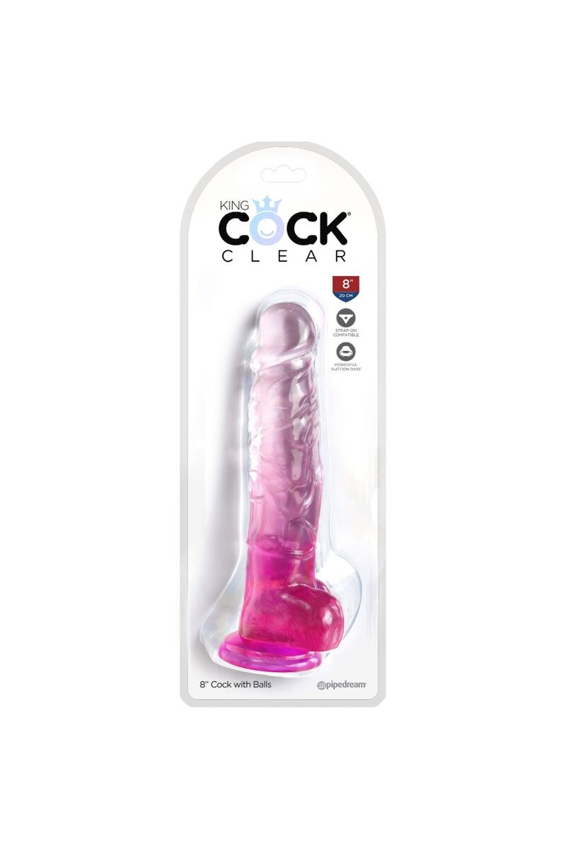 KING COCK - CLEAR PENE REALISTICO CON TESTICULOS 16.5 CM ROSA