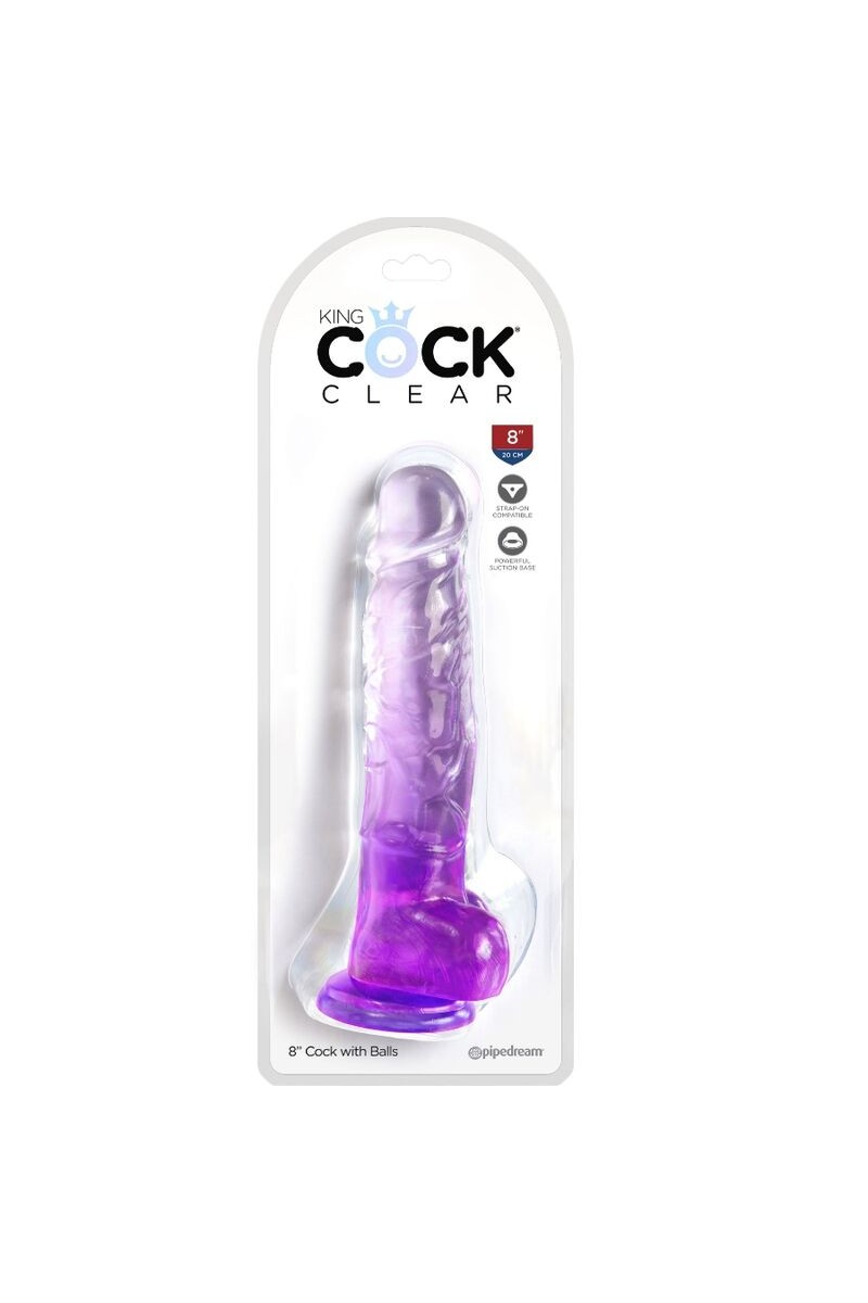 KING COCK - CLEAR PENE REALISTICO CON TESTICULOS 16.5 CM MORADO