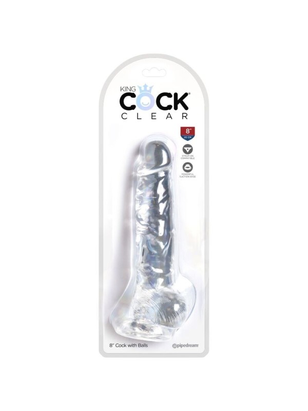 KING COCK - CLEAR PENE REALISTICO CON TESTICULOS 16.5 CM TRANSPARENTE
