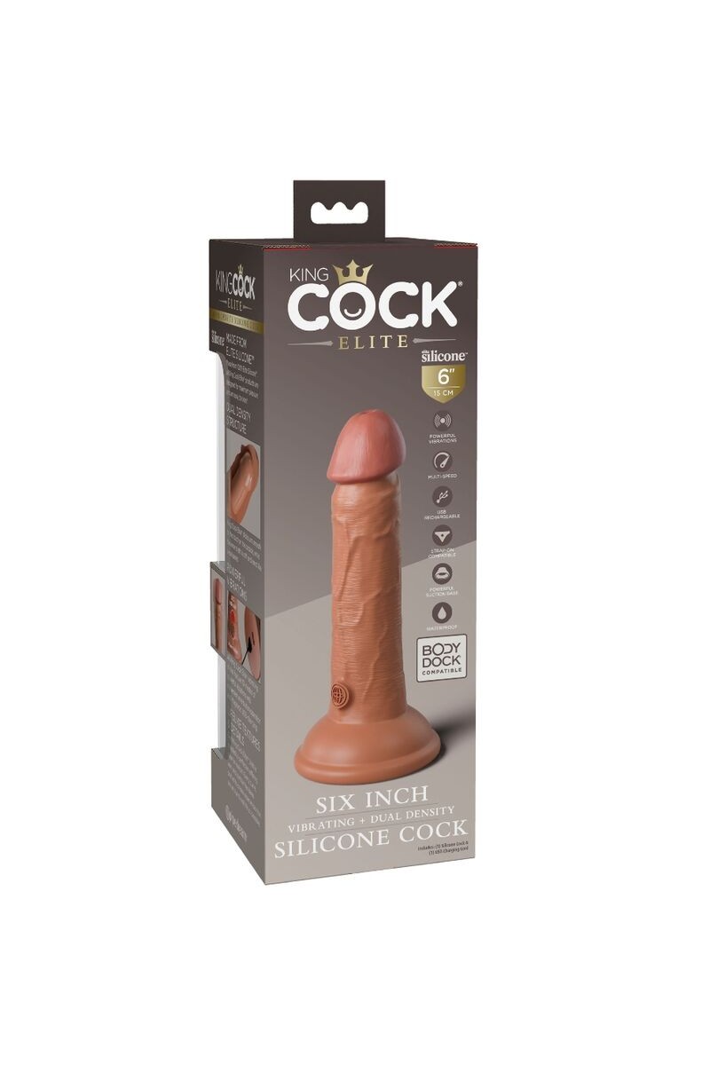 KING COCK - ELITE DILDO REALISTICO VIBRADOR  15.2 CM CARAMELO