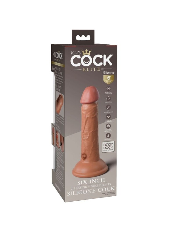 KING COCK - ELITE DILDO REALISTICO VIBRADOR  15.2 CM CARAMELO