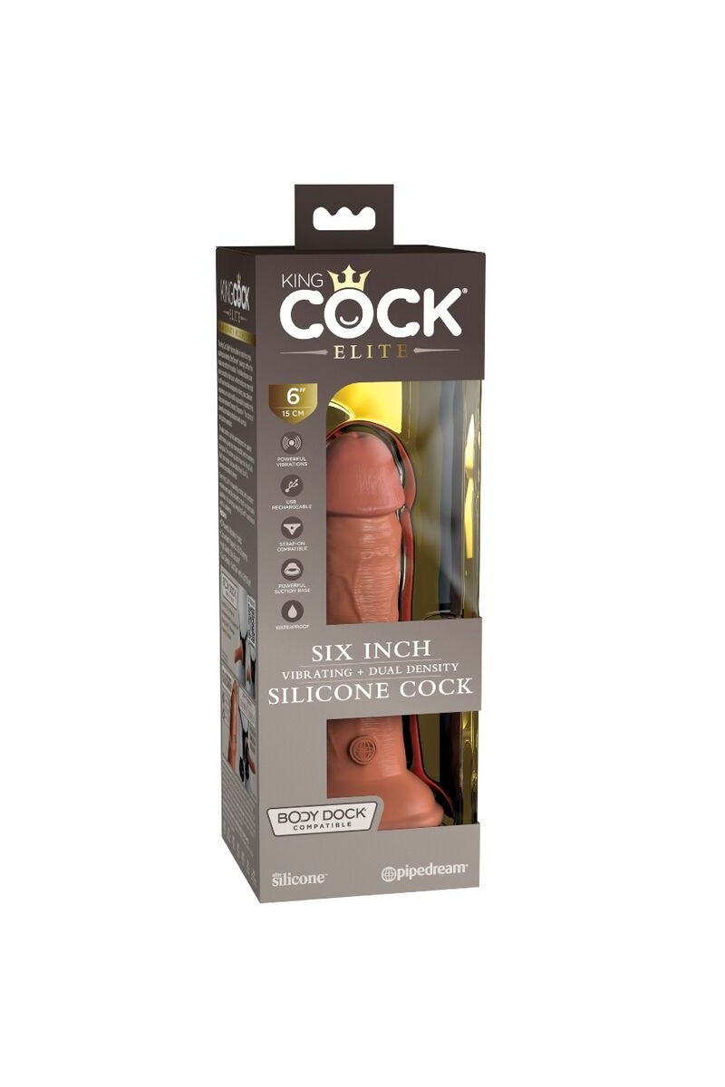 KING COCK - ELITE DILDO REALISTICO VIBRADOR  15.2 CM CARAMELO