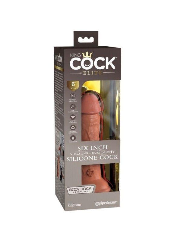 KING COCK - ELITE DILDO REALISTICO VIBRADOR  15.2 CM CARAMELO
