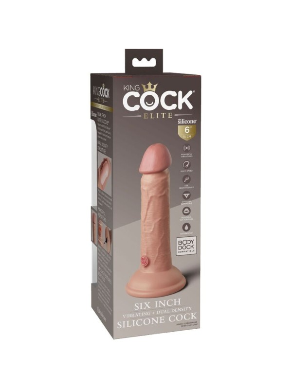 KING COCK - ELITE DILDO REALISTICO VIBRADOR & SILICONA 15.2 CM