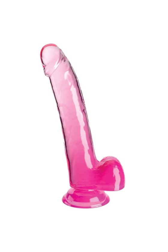 KING COCK - CLEAR DILDO CON TESTICULOS 20.3 CM ROSA