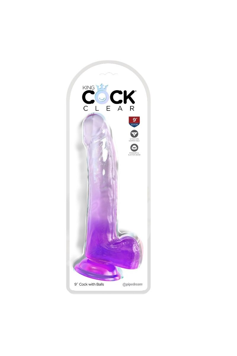 KING COCK - CLEAR DILDO CON TESTICULOS 20.3 CM MORADO