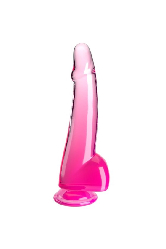 KING COCK - CLEAR DILDO CON TESTICULOS 19 CM ROSA
