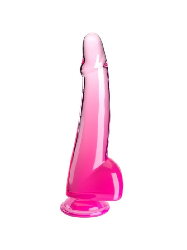 KING COCK - CLEAR DILDO CON TESTICULOS 19 CM ROSA