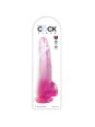 KING COCK - CLEAR DILDO CON TESTICULOS 19 CM ROSA