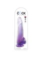 KING COCK - CLEAR DILDO CON TESTICULOS 19 CM MORADO