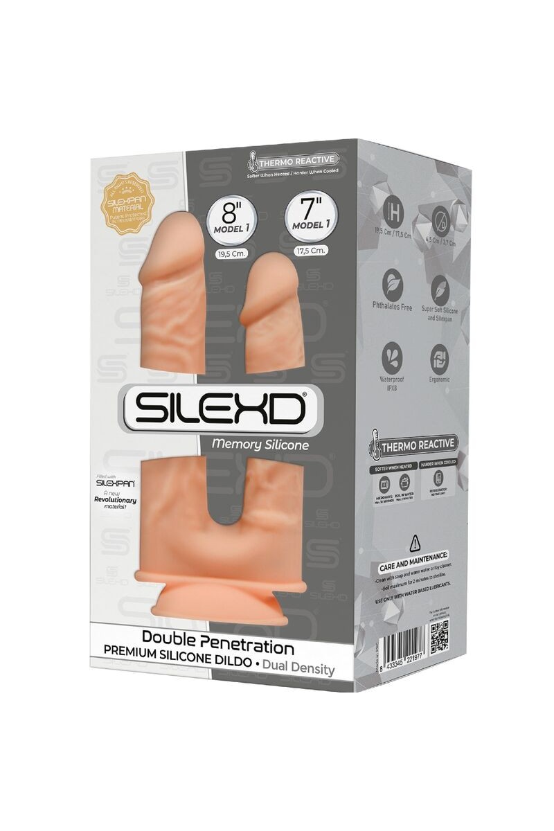 SILEXD  PENE REALISTICO DOBLE PENETRACION SILICONA  17.5 / 19.5 CM