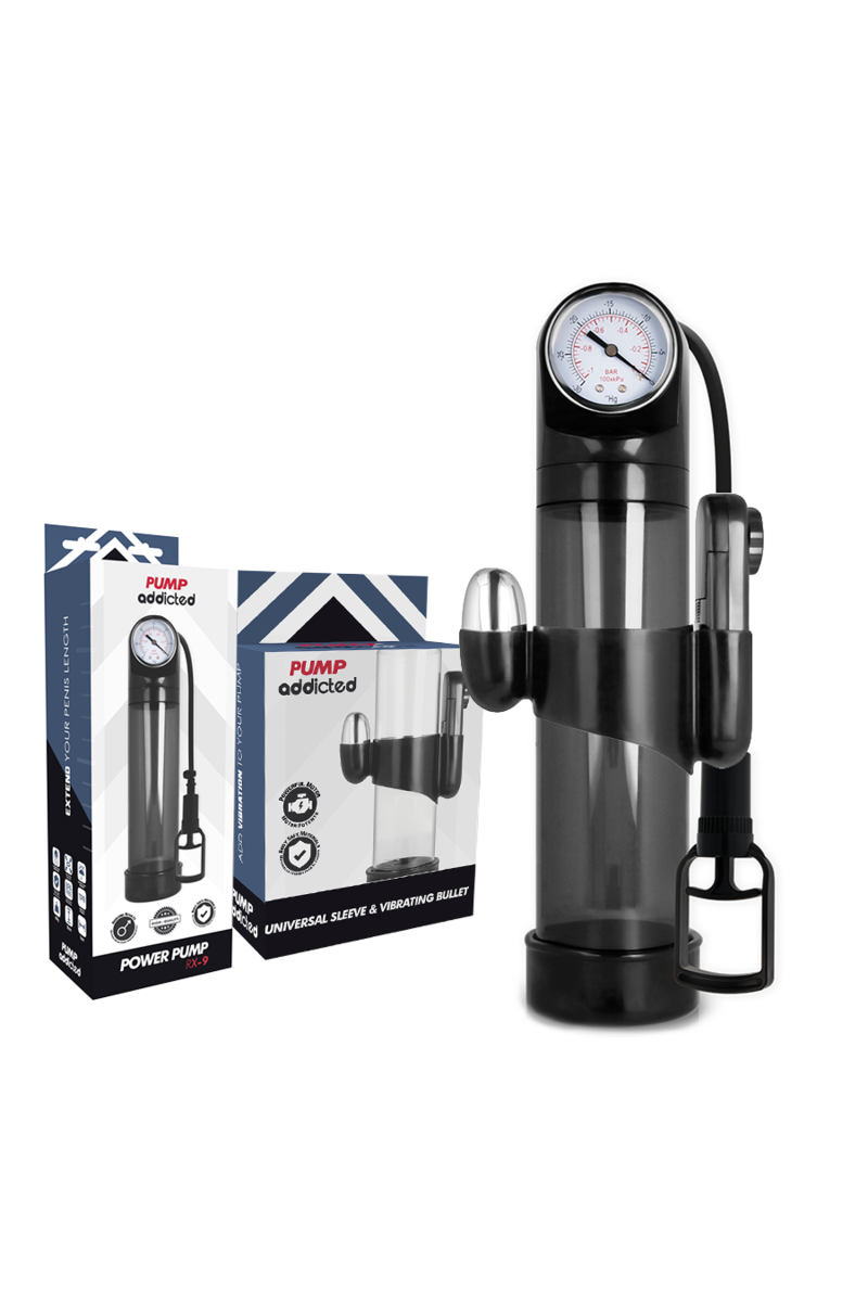 PUMP ADDICTED - BOMBA ERECCIÓN RX9 NEGRO CON VIBRADOR