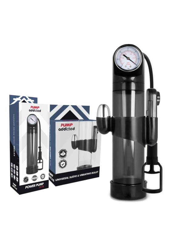 PUMP ADDICTED - BOMBA ERECCIÓN RX9 NEGRO CON VIBRADOR