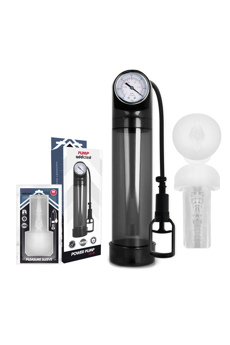 PUMP ADDICTED - BOMBA ERECCIÓN RX9 NEGRO CON MASTURBADOR