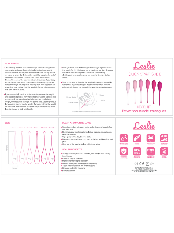 LESLIE - KEGEL FIT ENTREGADOR SUELO PELVICO 6 PESOS