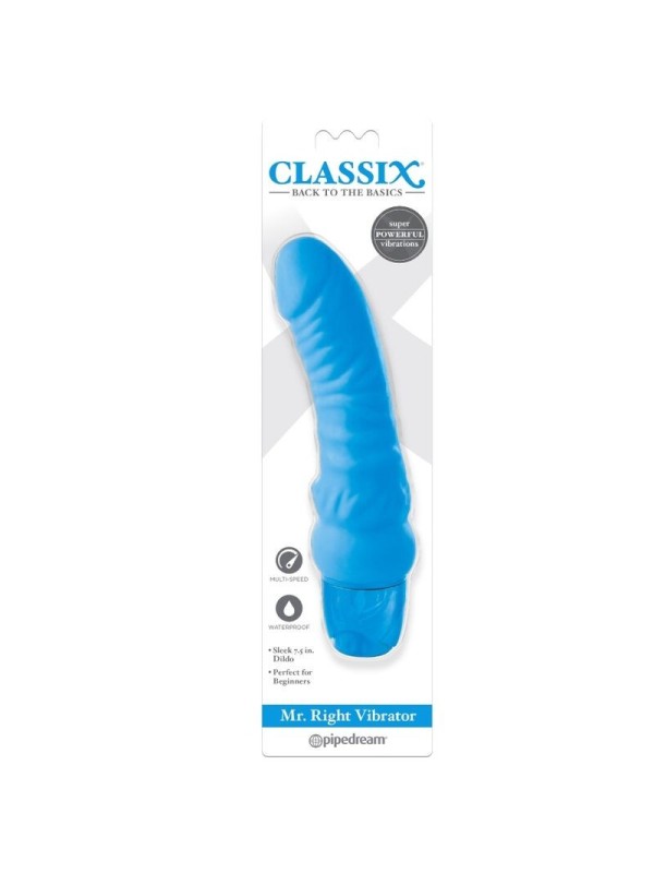 CLASSIX - DILDO VIBRADOR MR. RIGHT MULTIVELOCIDAD 15.5 CM AZUL