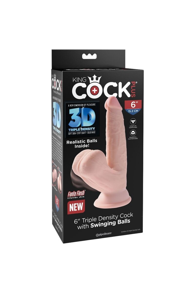 KING COCK - PLUS 3D DILDO SWINGING BALLS 12.7 CM