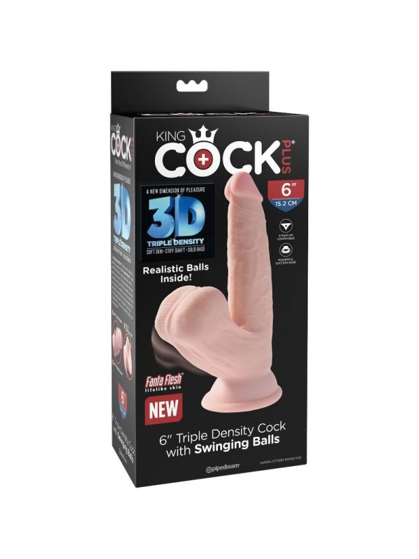 KING COCK - PLUS 3D DILDO SWINGING BALLS 12.7 CM