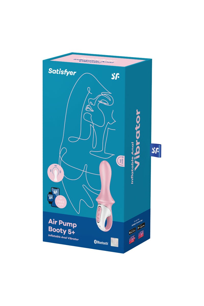 SATISFYER - AIR PUMP BOOTY 5+ VIBRADOR ANAL INFLABLE ROSA