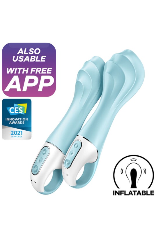 SATISFYER - AIR PUMP VIBRATOR 5+ VIBRADOR PUNTO G INFLABLE APP AZUL