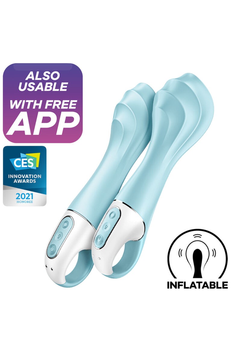SATISFYER - AIR PUMP VIBRATOR 5+ VIBRADOR PUNTO G INFLABLE APP AZUL
