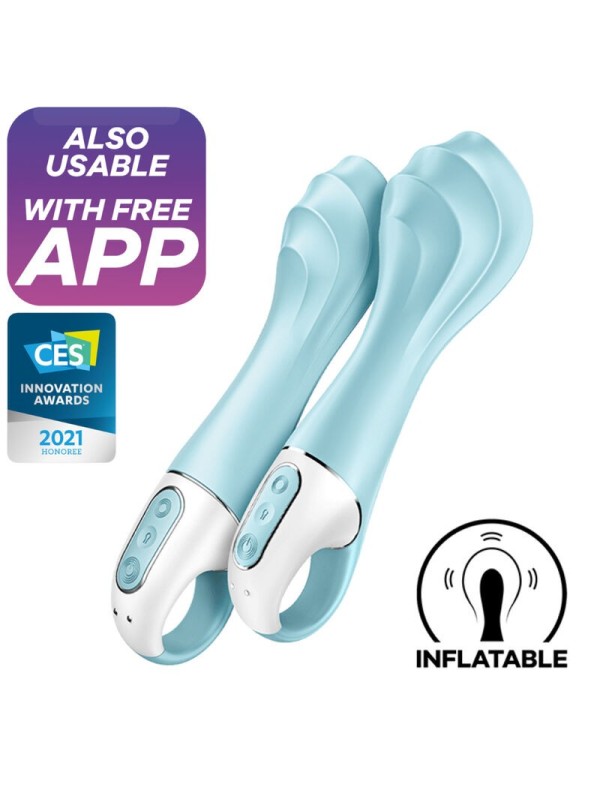 SATISFYER - AIR PUMP VIBRATOR 5+ VIBRADOR PUNTO G INFLABLE APP AZUL