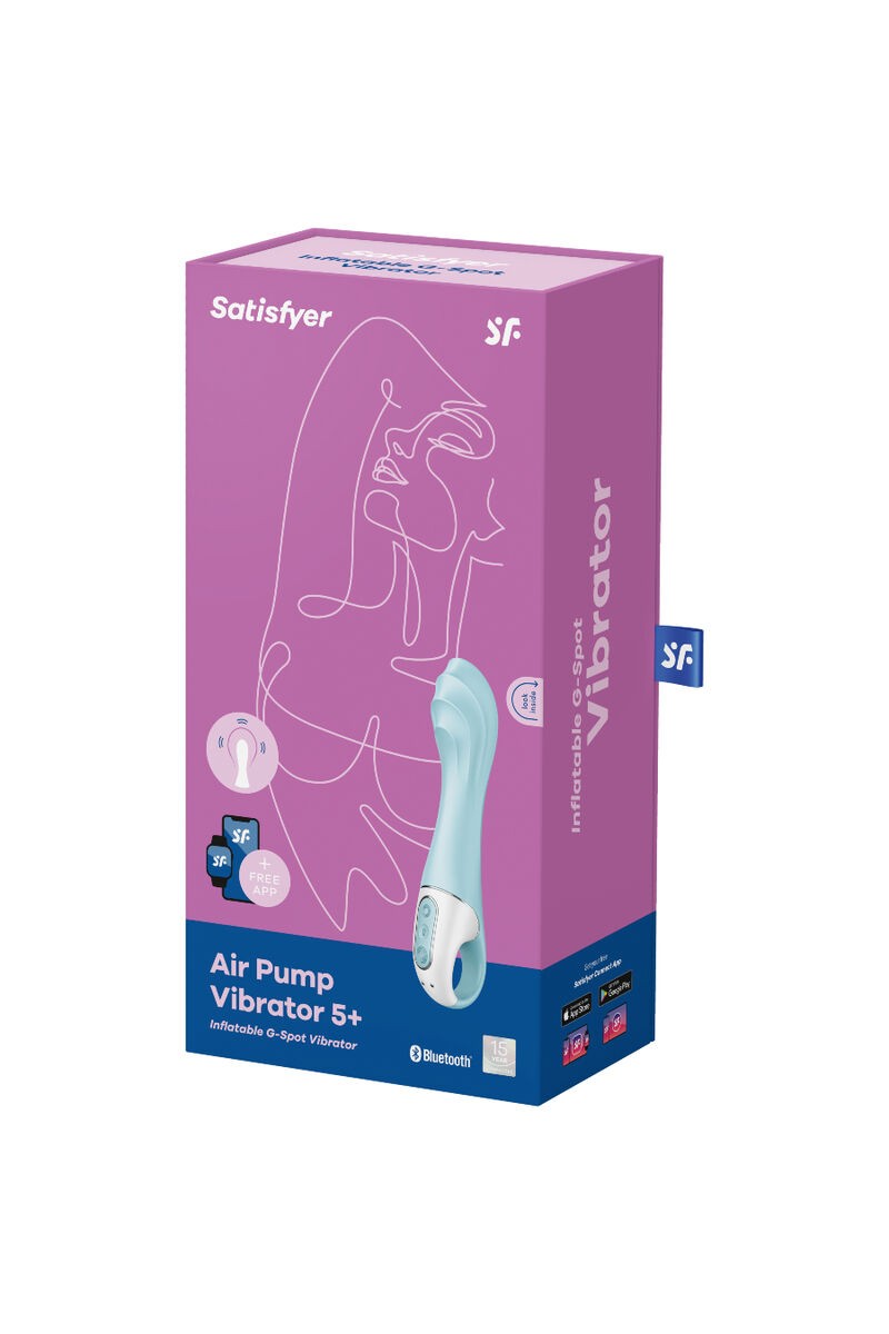 SATISFYER - AIR PUMP VIBRATOR 5+ VIBRADOR PUNTO G INFLABLE APP AZUL