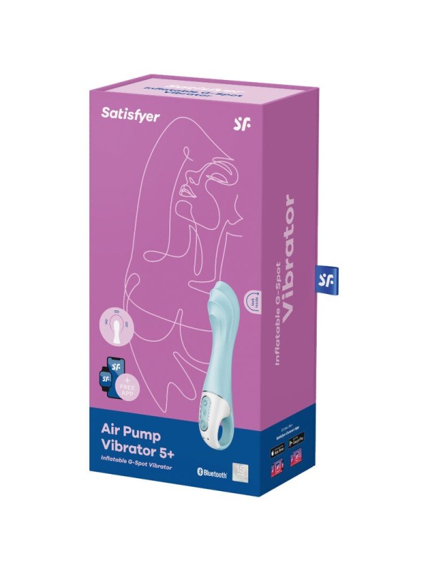 SATISFYER - AIR PUMP VIBRATOR 5+ VIBRADOR PUNTO G INFLABLE APP AZUL