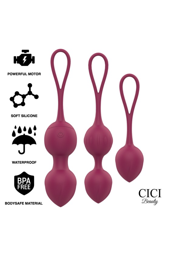 CICI BEAUTY - PREMIUM SILICONE 3 VIBRATING KEGEL BEADS REMOTE CONTROL