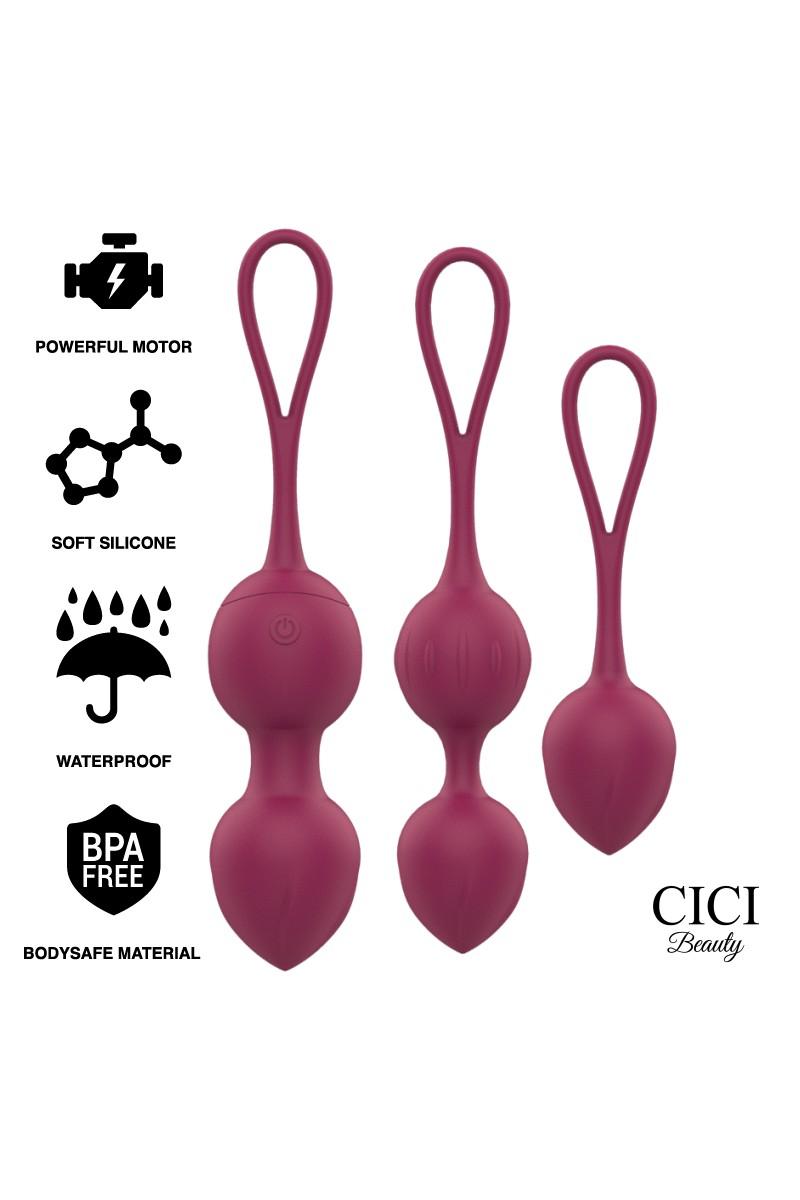 CICI BEAUTY - PREMIUM SILICONE 3 VIBRATING KEGEL BEADS REMOTE CONTROL