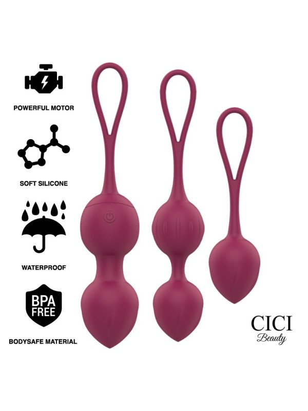 CICI BEAUTY - PREMIUM SILICONE 3 VIBRATING KEGEL BEADS REMOTE CONTROL