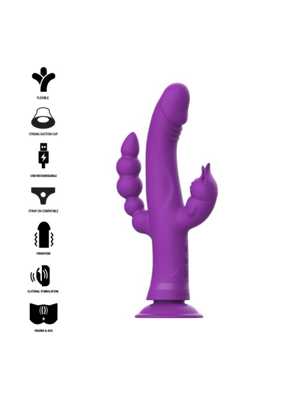 INTENSE - CASANOVA VIBRADOR RABBIT SILICONA TRIPLE MOTOR MORADO